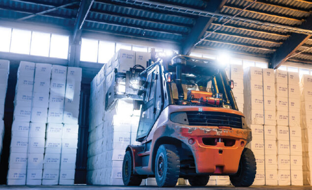 UPM Finland newspaper warehouse forklift truck