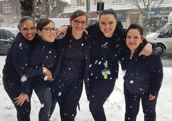Andrew Thornton’s former team pictured out side Thornton’s Budgens Bel size Park in north London