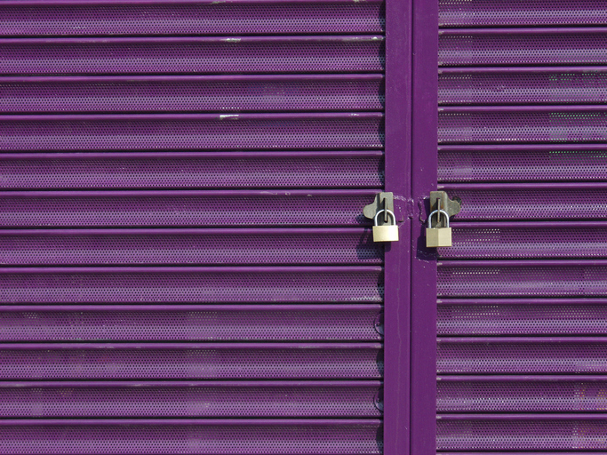 Closed shop shutters padlock
