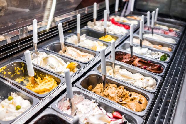 Ice cream counter soft scoop local products