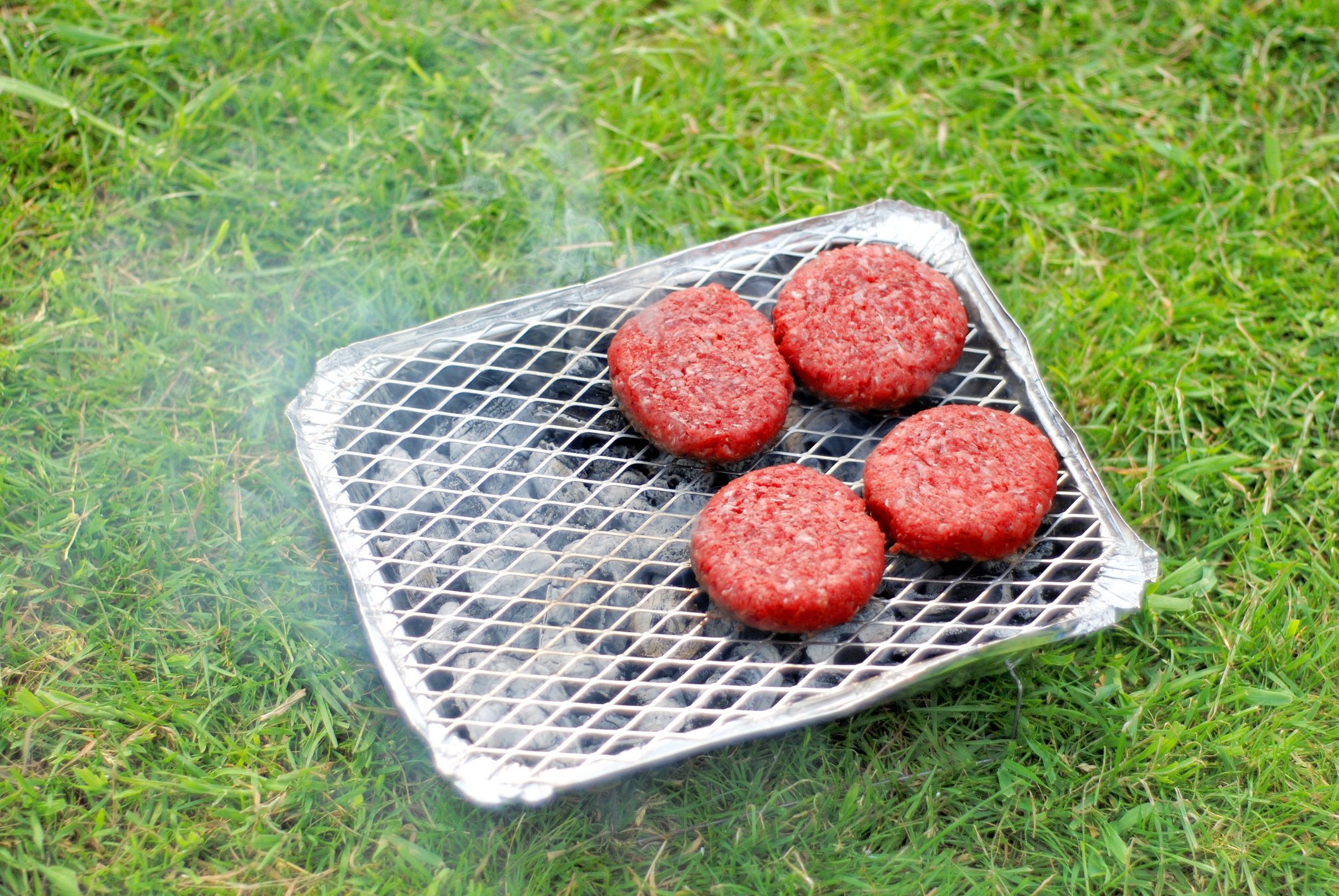 Disposable barbecue single use bbq beef burger