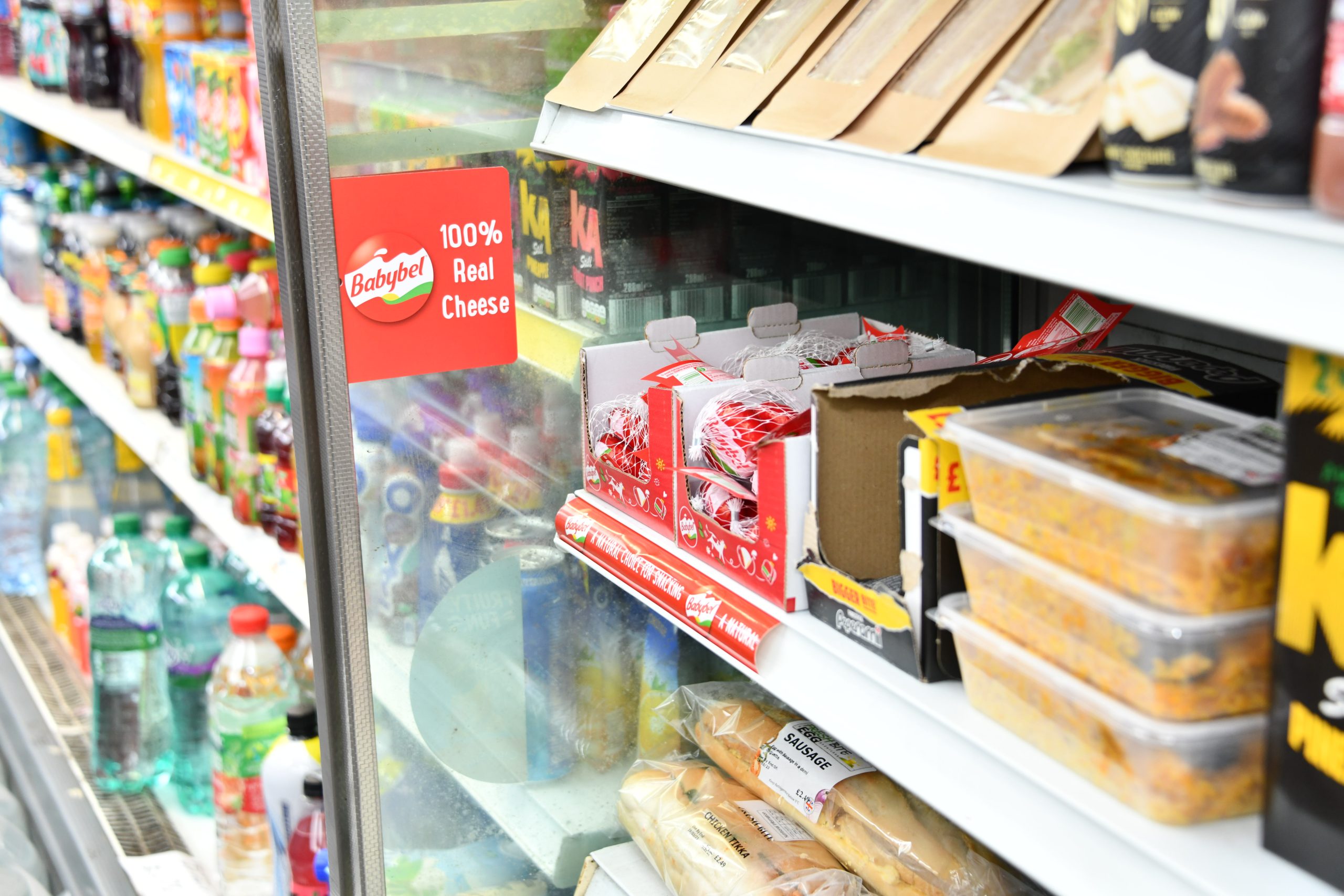 Babybel on shelf with PoS in Dilip's store